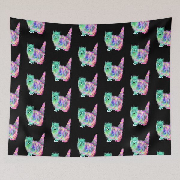 Item preview, Funny Colorful rainbow acid galaxy cat in space designed and sold by Stephani Analah.