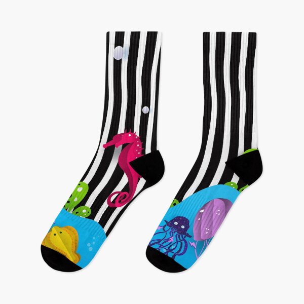 Item preview, Ocean World Beach Day Jellyfish Fishes Socks Swimmers Aquarium Gift Idea Sea Animals Socks  designed and sold by Dr.YesOrNo.