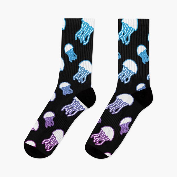 Item preview, World Beach Day Neon Jellyfish Fishes Socks Swimmers Aquarium Gift Idea Sea Animals Socks  designed and sold by Dr.YesOrNo.