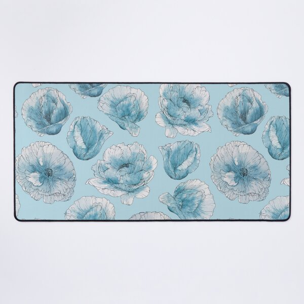 Item preview, Blue Watercolour Poopies and Rose flowers pattern designed and sold by marta-maria.