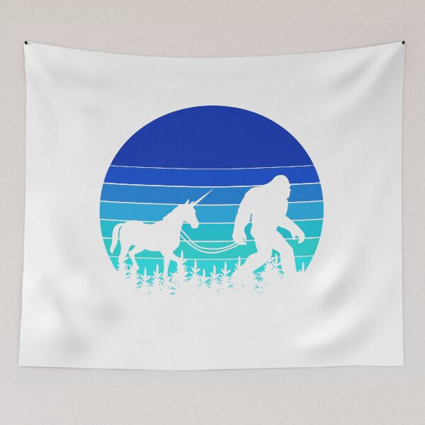 Item preview, Bigfoot Leading a Unicorn (Winter Version) designed and sold by murkyswamp.