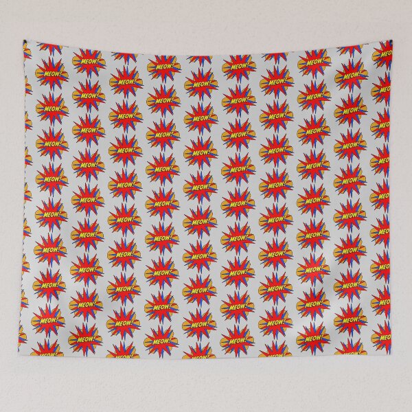 Item preview, Meow Cat Comic Burst Red and Blue designed and sold by 8PawsStudio.