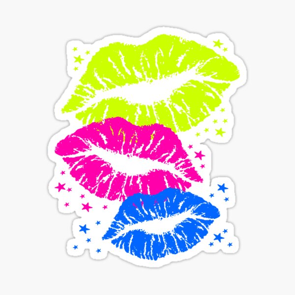 80s RETRO LIPS STARS Sticker