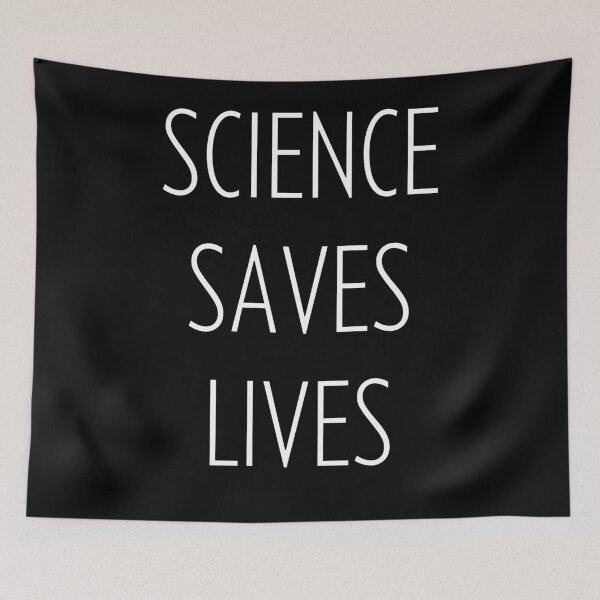 Item preview, Science Saves Lives (black background) designed and sold by Sci-Ninja-Blog.
