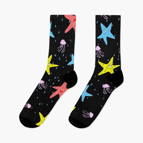 Item preview, Funny Star Fish World Beach Day Cute Blue Sea Mermaid Girl Fishes Turtles Jellyfish Socks Swimmers Aquarium Gift Idea Sea Animals Socks  designed and sold by Dr.YesOrNo.