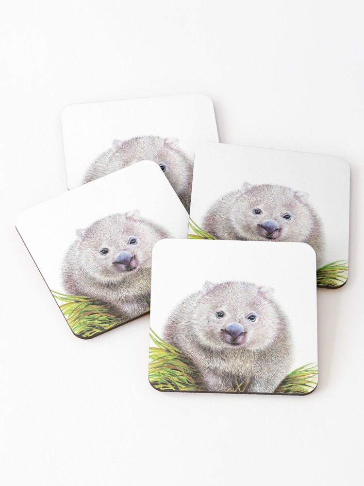 Coasters (Set of 4), Wombat designed and sold by Nicole Grimm-Hewitt