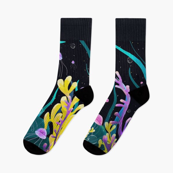 Item preview, Funny Star Fish World Beach Day Cute Blue Sea Mermaid Girl Fishes Turtles Jellyfish Socks Swimmers Aquarium Gift Idea Sea Animals Socks  designed and sold by Dr.YesOrNo.