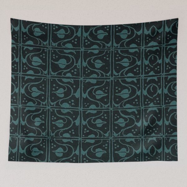 Item preview, Vintage Leaf and Vines Turquoise Teal and Black designed and sold by SaraValor.