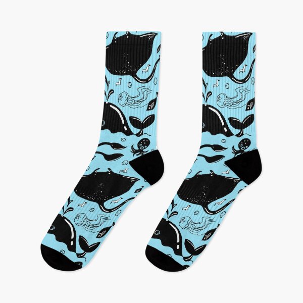 Item preview, World Beach Day Neon Jellyfish Fishes Socks Swimmers Aquarium Gift Idea Sea Animals Socks  designed and sold by Dr.YesOrNo.