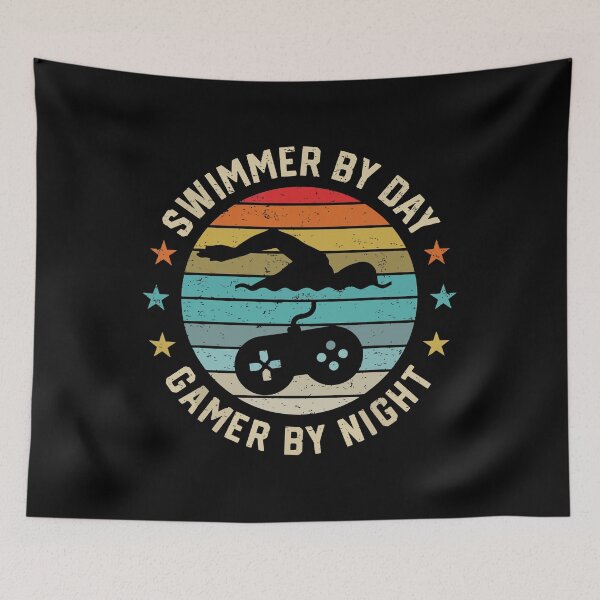Item preview, Swimmer By Day Gamer By Night Swimming Swim Lover Gaming designed and sold by ecomdesign.