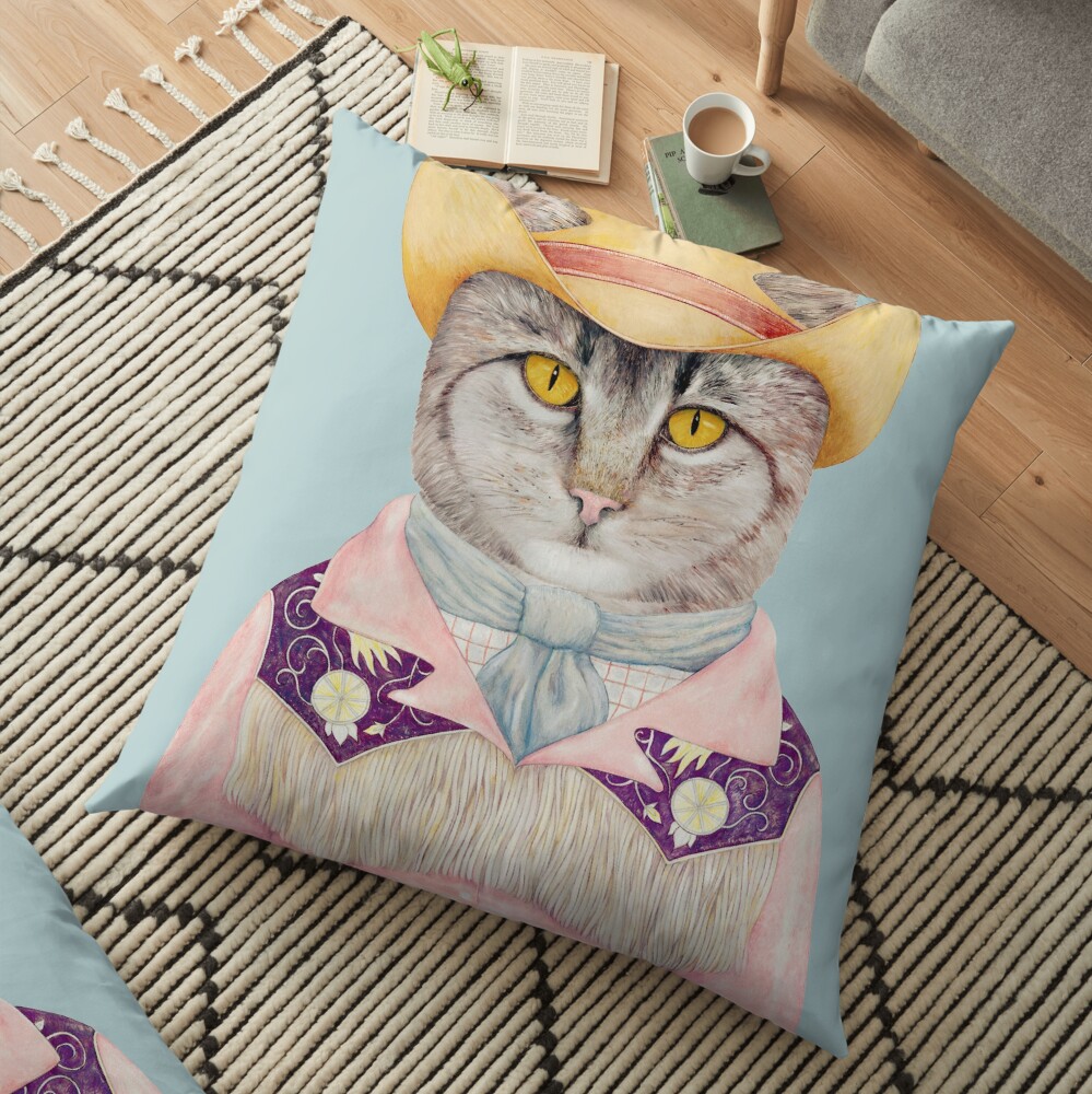 Cowboy Cat Floor Pillow
