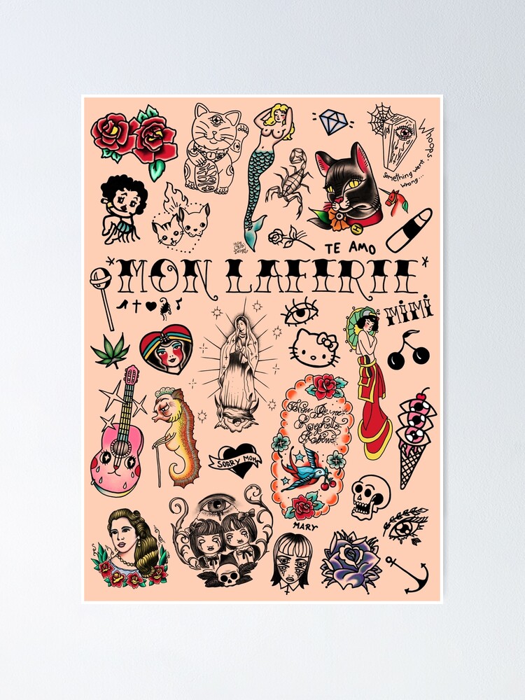 Póster «Tattoos Mon Laferte MIX 2022» de CrisChacon | Redbubble