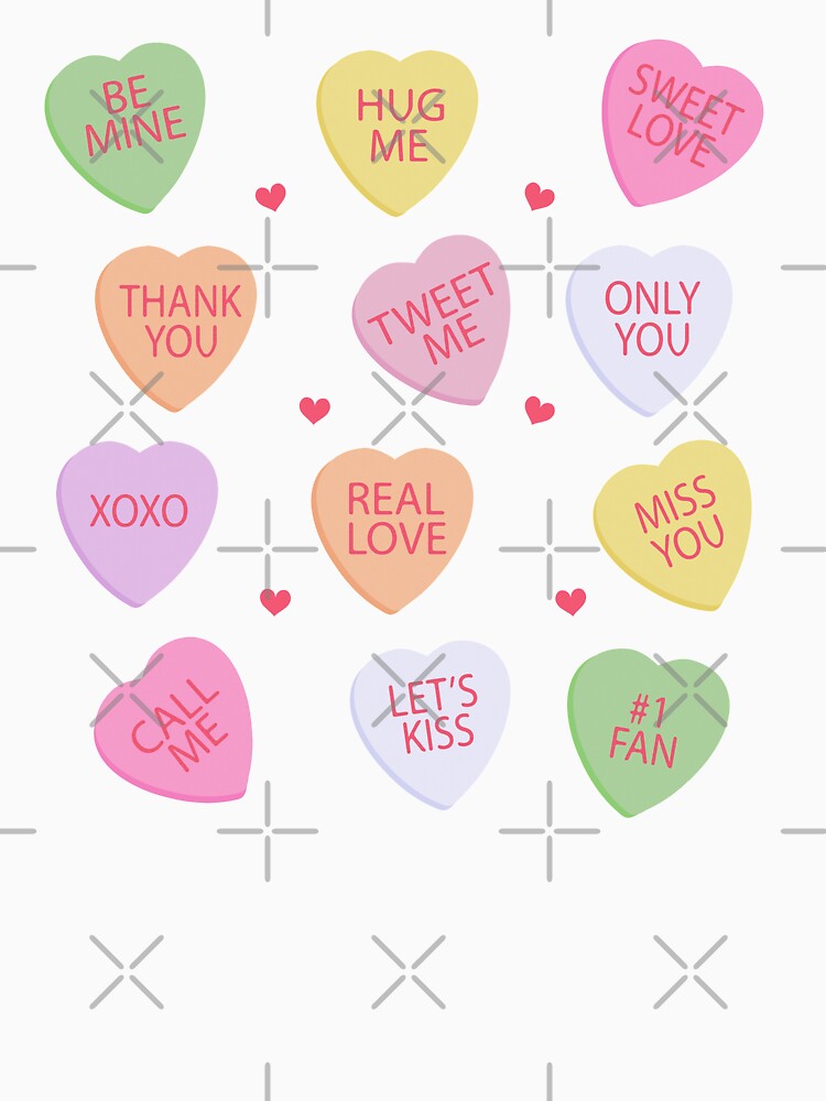 Candy Hearts Valentine Conversation Hearts Valentines Day Cute Heart Love  Pink Aesthetic Background | Poster