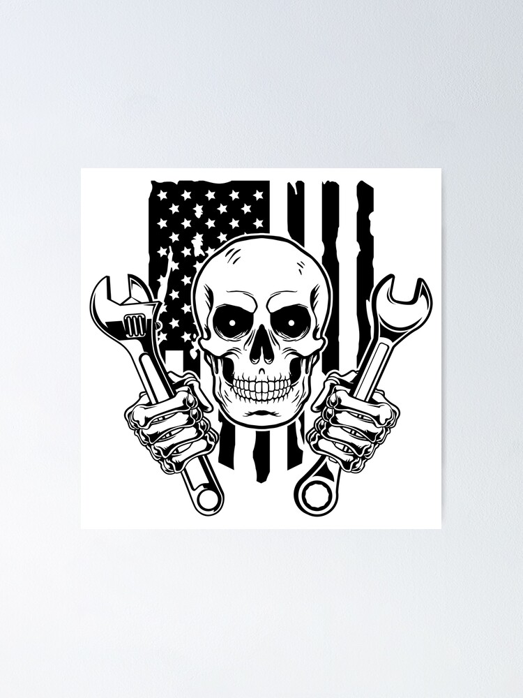 “Skull Holding Wrenches” Poster for Sale by MonoByOrion | Redbubble