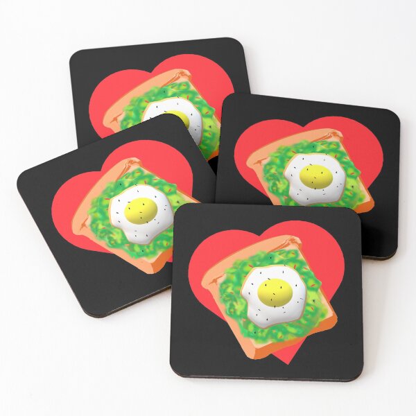 Item preview, Avocado Lovers Avocado Toast with Egg on Red Heart (Black Background)  designed and sold by ArtByLM.