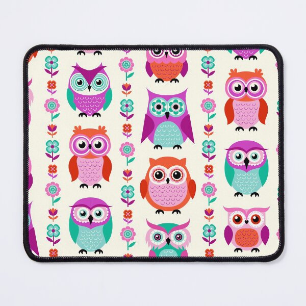 Item preview, Cartoon owls flower pattern designed and sold by MobertsonArt.