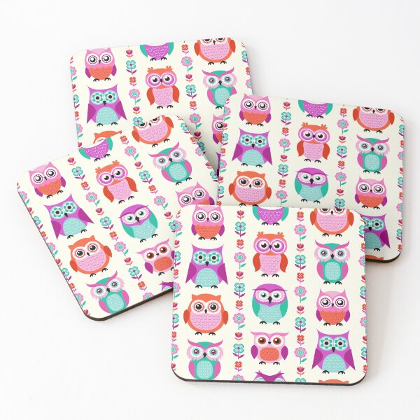 Item preview, Cartoon owls flower pattern designed and sold by MobertsonArt.