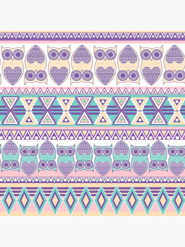 Geometric Pattern With Owls Poster For Sale By Mobertsonart Redbubble