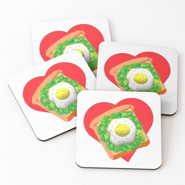 Item preview, Avocado Lovers Avocado Toast with Egg on Red Heart (White Background)  designed and sold by ArtByLM.