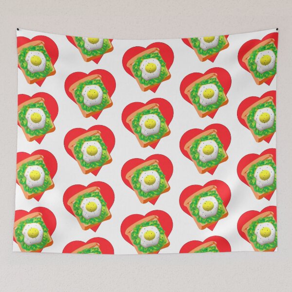 Item preview, Avocado Lovers Avocado Toast with Egg on Red Heart (White Background)  designed and sold by ArtByLM.