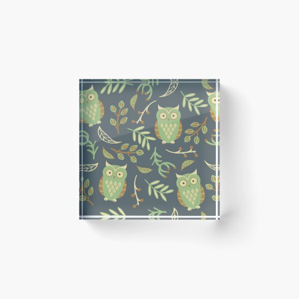 Item preview, Cute owls and green leaves designed and sold by MobertsonArt.