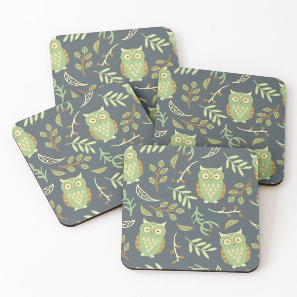Item preview, Cute owls and green leaves designed and sold by MobertsonArt.