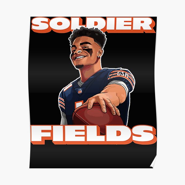 Justin Fields Chicago Bears Football Illustrated Art Poster -   Israel