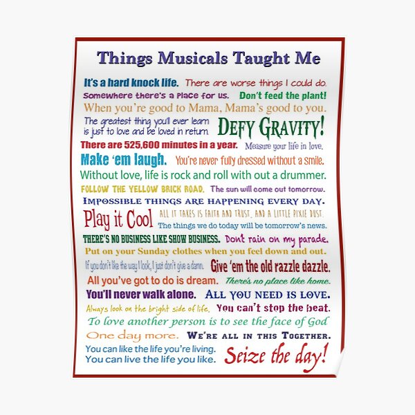 THING MUSICALS TAUGHT ME POSTER Poster