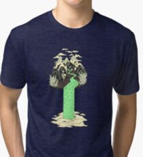 Levitating Island with a Source coming from nowhere Tri-blend T-Shirt