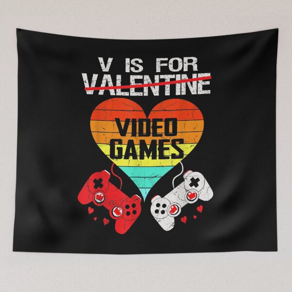 Item preview, V Is For Video Games Valentines Day Vintage Heart Gamer Men designed and sold by keithldavis.