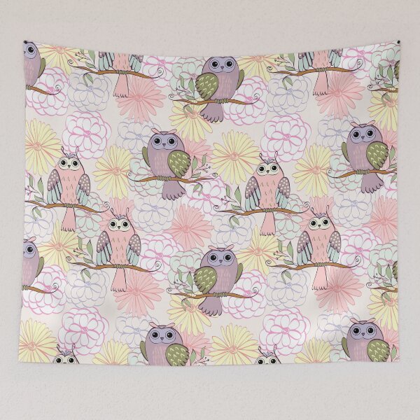 Item preview, Cartoon owl with flowers designed and sold by Mnightsa.