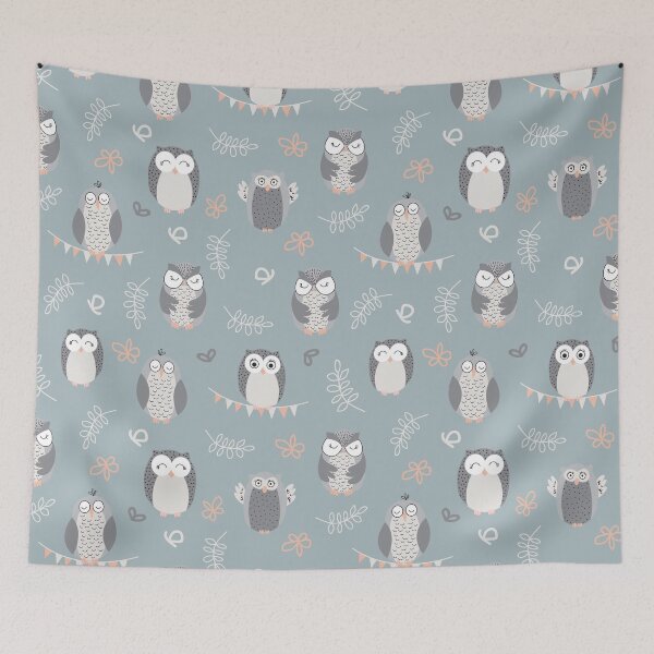Item preview, Cute owls on light blue designed and sold by Mnightsa.