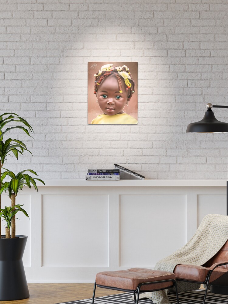 Metal Print, Little African Girl Painting designed and sold by wayneflint