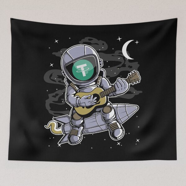 Item preview, Astronaut Guitar Tether USDT Coin To The Moon Crypto Token Cryptocurrency Blockchain Wallet HODL designed and sold by AdamRoberts90.