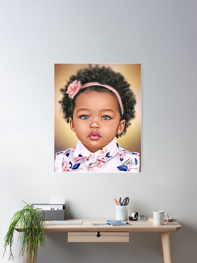 Thumbnail 1 of 3, Poster, Digital Green Eyed Baby designed and sold by wayneflint.