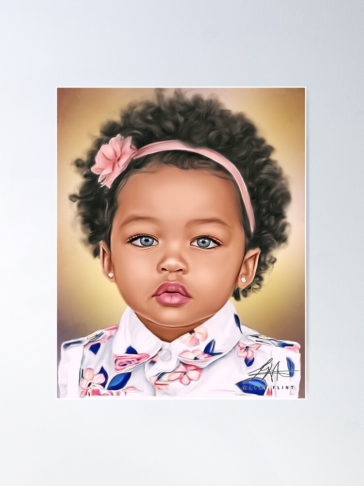 Thumbnail 2 of 3, Poster, Digital Green Eyed Baby designed and sold by wayneflint.