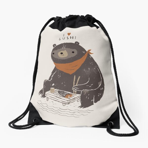 sushi bear Drawstring Bag