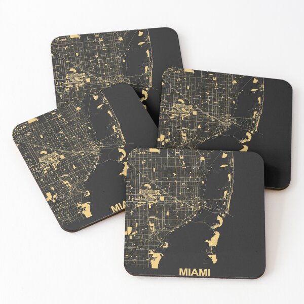 Item preview, Miami Florida USA Black Gold Map Art designed and sold by EpicMaps.