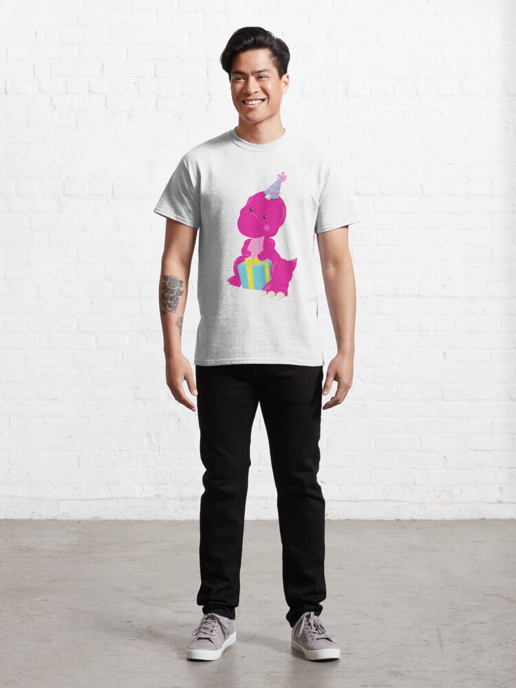 Discover Birthday Dinosaur, Pink Dinosaur, Party Hat, Gifts Classic T-Shirt