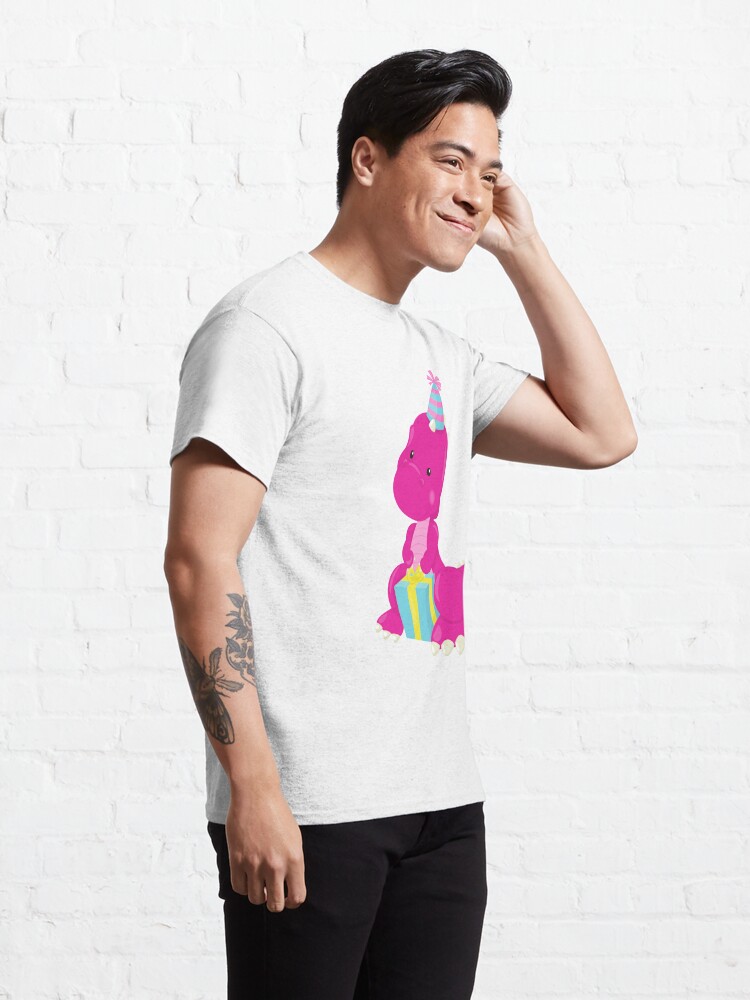 Disover Birthday Dinosaur, Pink Dinosaur, Party Hat, Gifts Classic T-Shirt