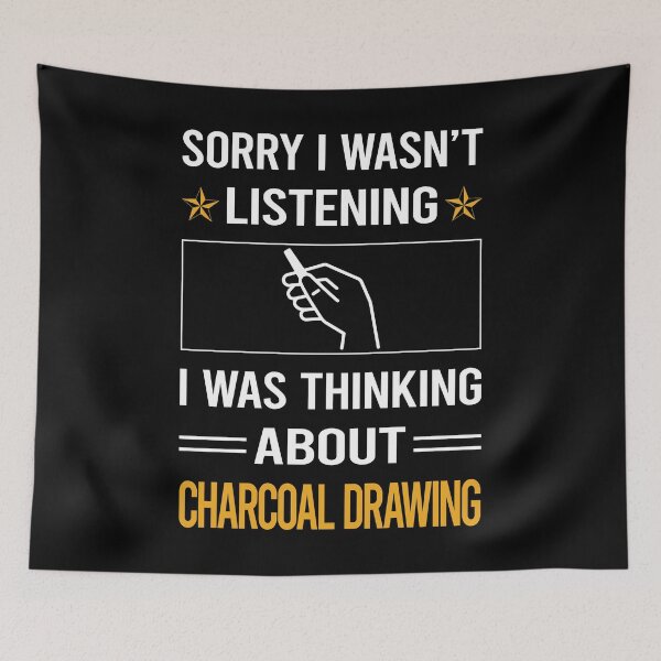 Item preview, Funny Listening Charcoal Drawing designed and sold by fatherbarliman.