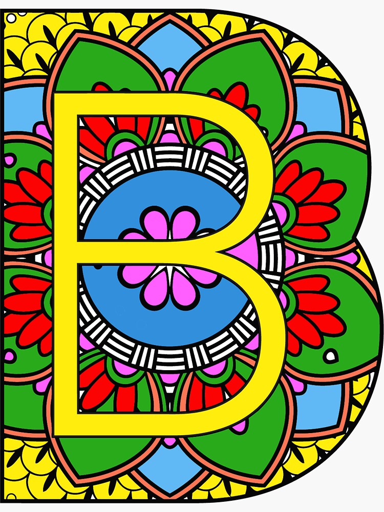 "Colorful Alphabet Mandala Letter B" Sticker For Sale By Imaginary ...