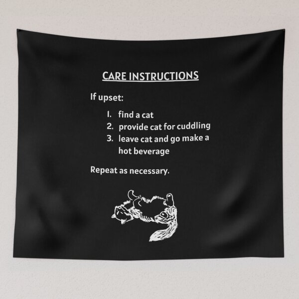 Item preview, Care instructions for cat lovers - black designed and sold by RPGHaven.
