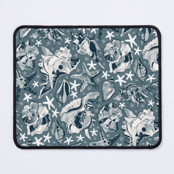 Item preview, Fauvist Style Scattered Seashells in Monochrome Blue Grey designed and sold by micklyn.