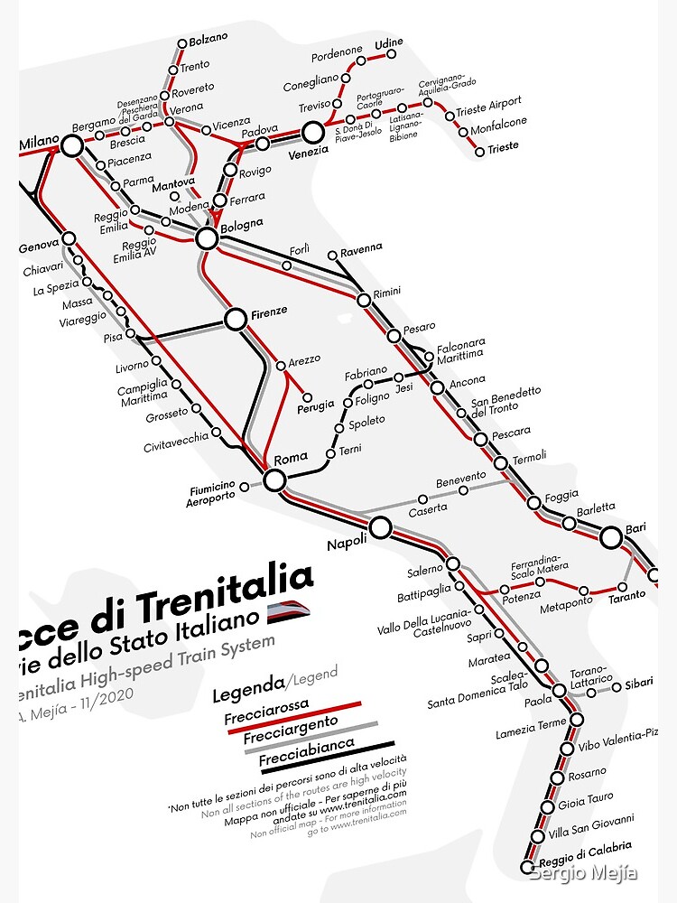 Italy S Trenitalia High Speed Train System Map 2020 2 Spiral