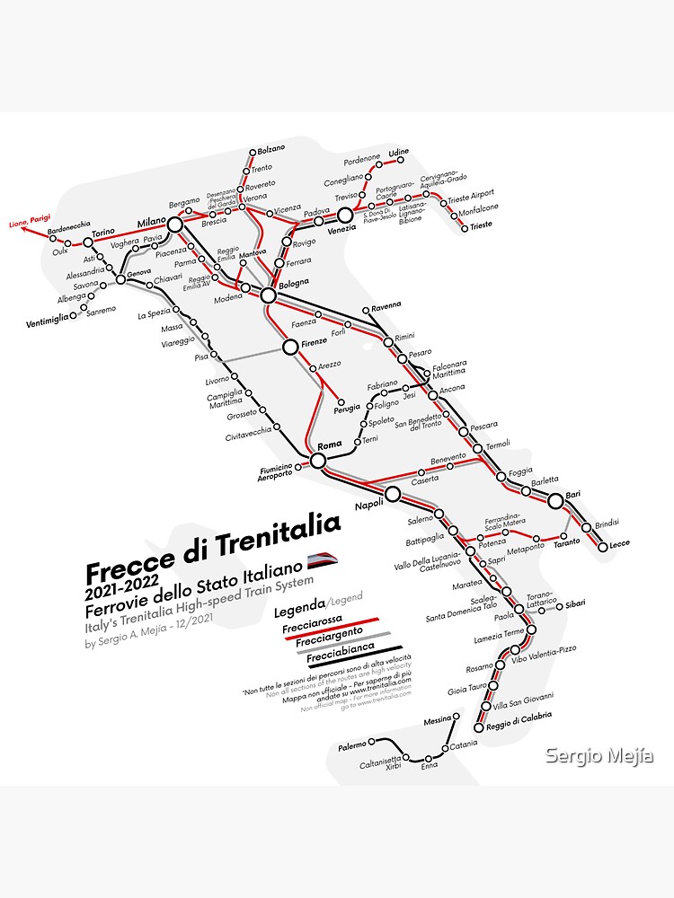 Italy S Trenitalia High Speed Train System Map Sticker For Sale By Serransk Redbubble