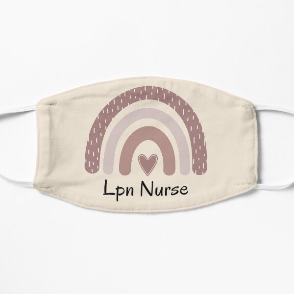 Cute LPN Nurse Rainbow with heart Flat Mask