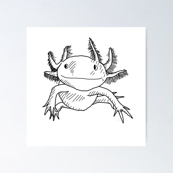 Item preview, Axolotl b & w linework designed and sold by Dopamine Dumpster.