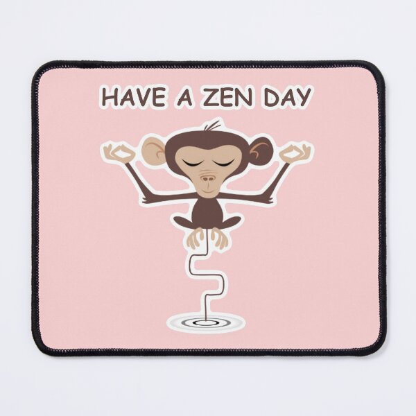 Item preview, HAVE A ZEN DAY - meditating monkey - BREATHE - relax meditate - PEACE pink designed and sold by originalsusie.