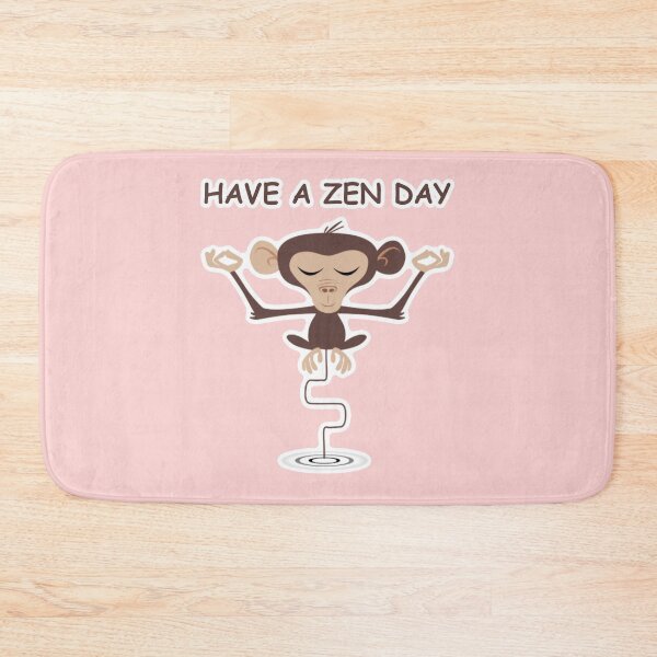 Item preview, HAVE A ZEN DAY - meditating monkey - BREATHE - relax meditate - PEACE pink designed and sold by originalsusie.